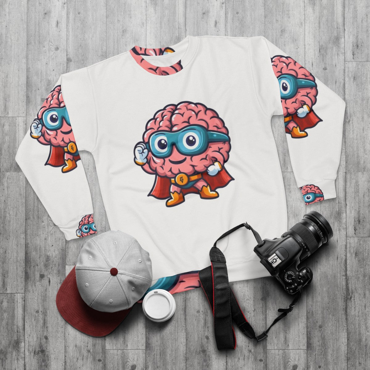 Brave Patient MRI Brain Superhero Sweatshirt - flat lay