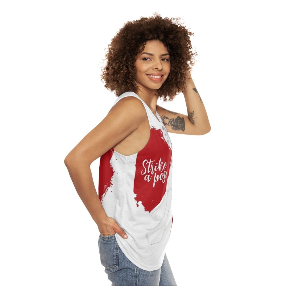 Unisex 90s dance tank top with alejandro mogollo art - women side