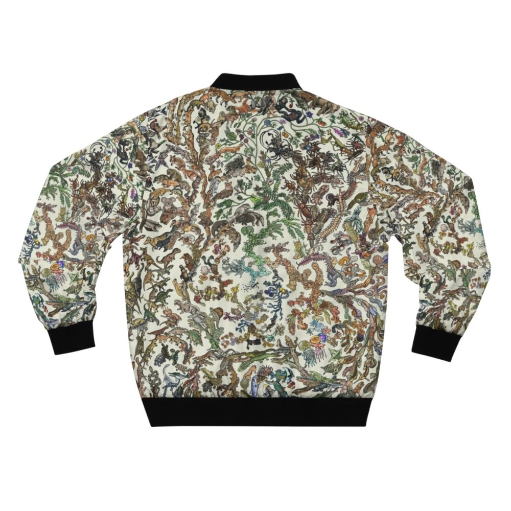 Tree of Life Evolution Bomber Jacket featuring diverse animal life - Back