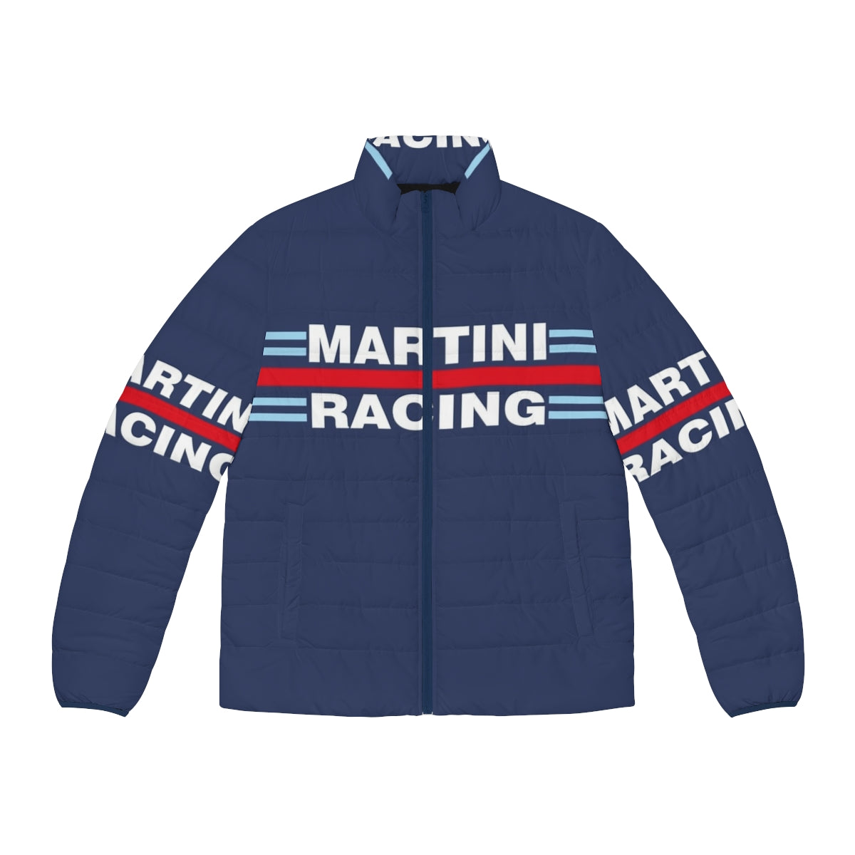 Martini Racing Puffer Jacket featuring Alfa Romeo, Lancia, and Fiat racing heritage