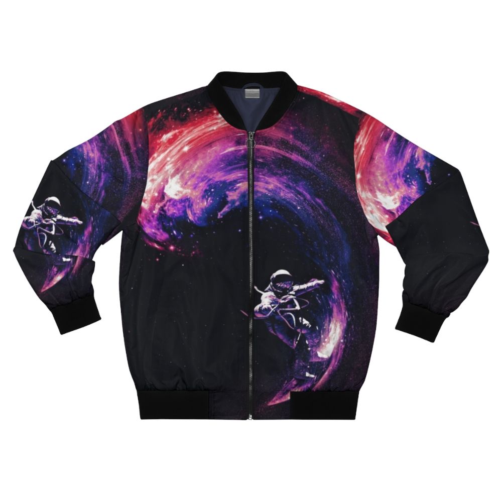 Space Surfing II Cosmic Bomber Jacket with Galaxy, Stars, and Celestial Designs