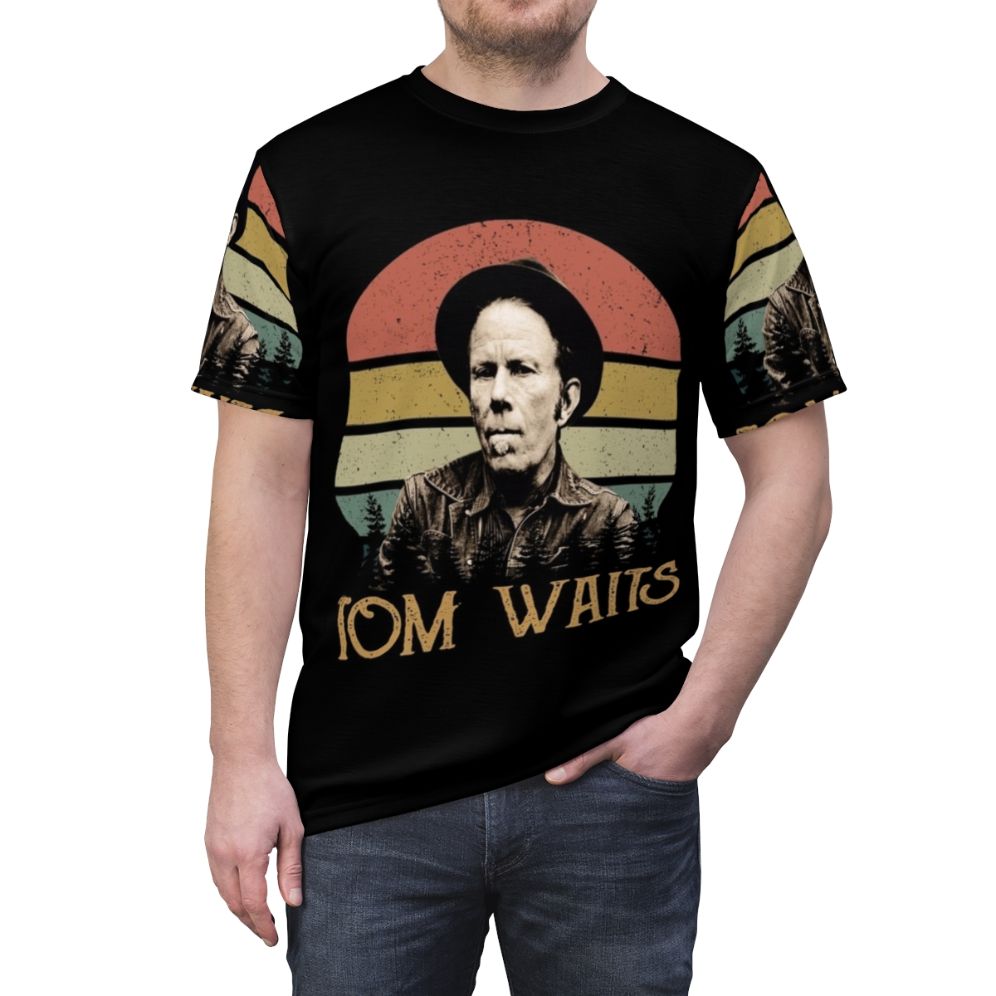 Vintage-style t-shirt featuring the iconic music artist Tom Waits - men front