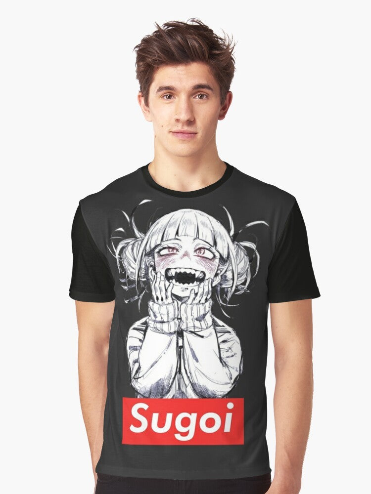 Sugoi graphic t-shirt featuring a humorous meme design with kawaii anime-inspired elements. - Men