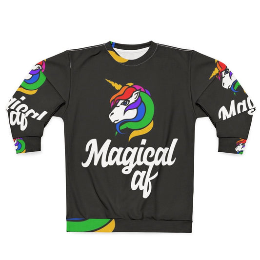 Magical AF Retro Sweatshirt with Unicorn, Rainbow and Legendary Animal Designs