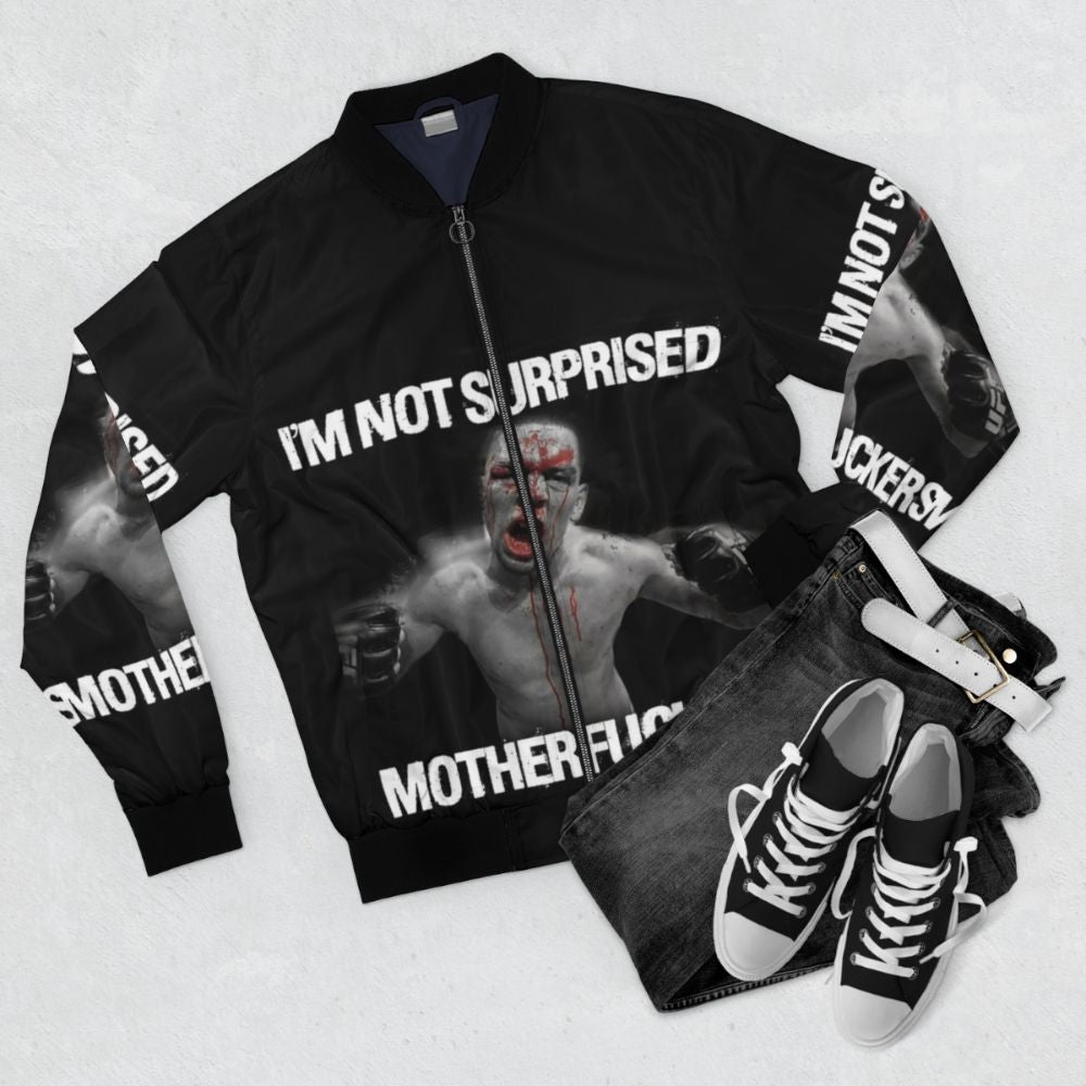 Nate Diaz Bomber Jacket - Mixed Martial Arts Sportswear - Flat lay