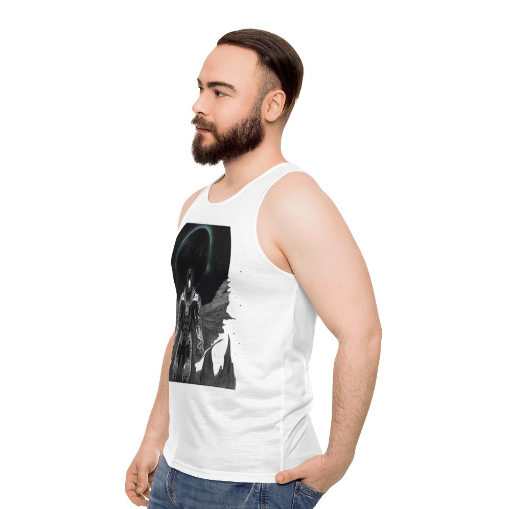 Spooky gothic sci-fi horror inspired unisex tank top - men side