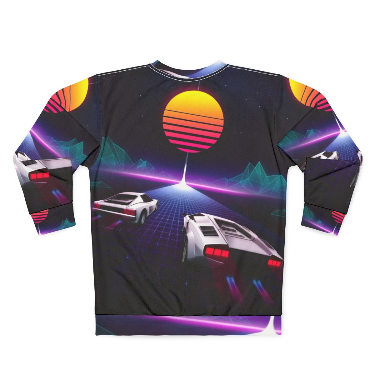 Neon Skyway Retro 80s Sweatshirt with Pop Art Racing Design - Back