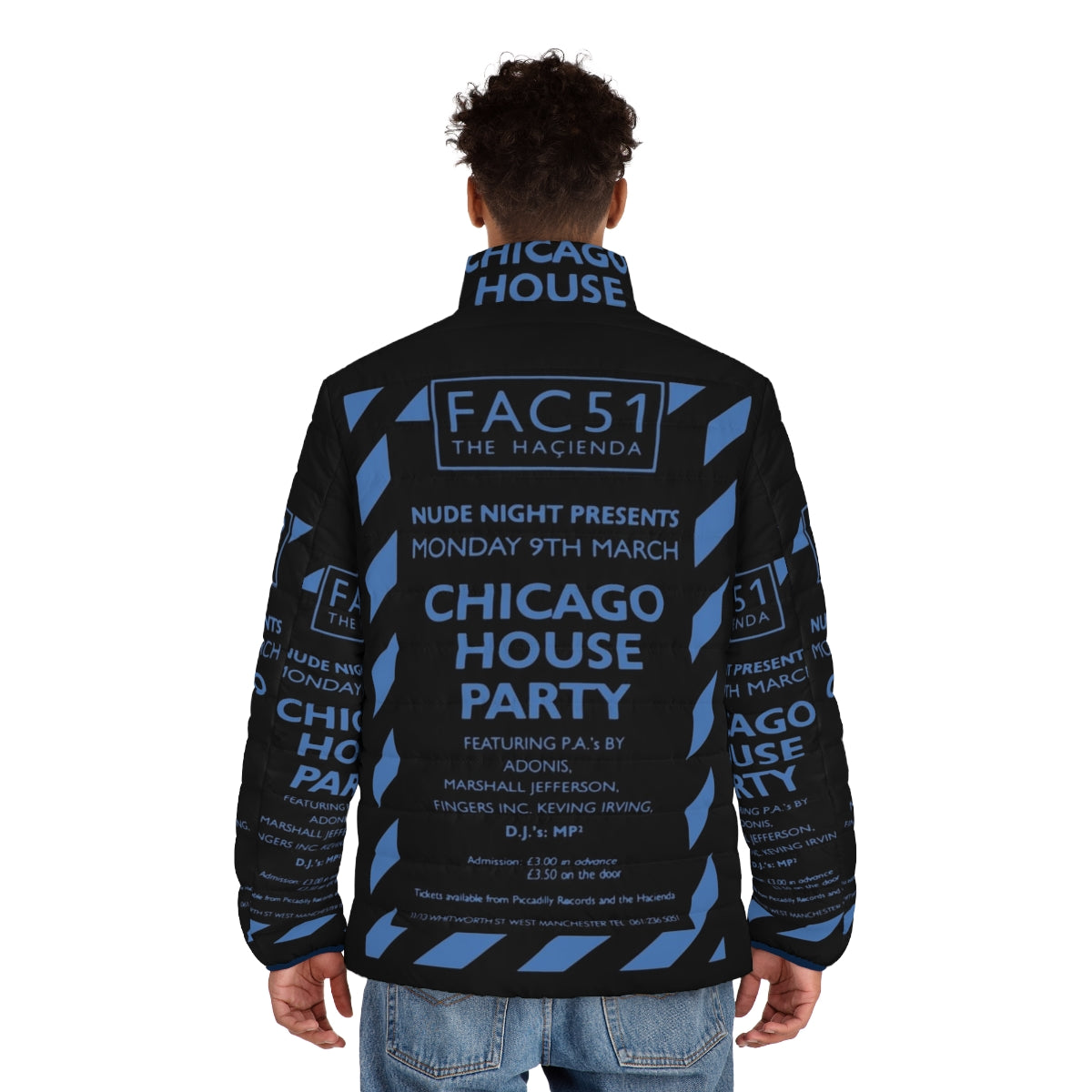 Retro Hacienda 1987 Chicago Acid House Puffer Jacket - men back