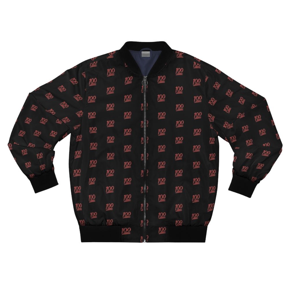 100 Emoji Bomber Jacket with Vibrant Red Pattern
