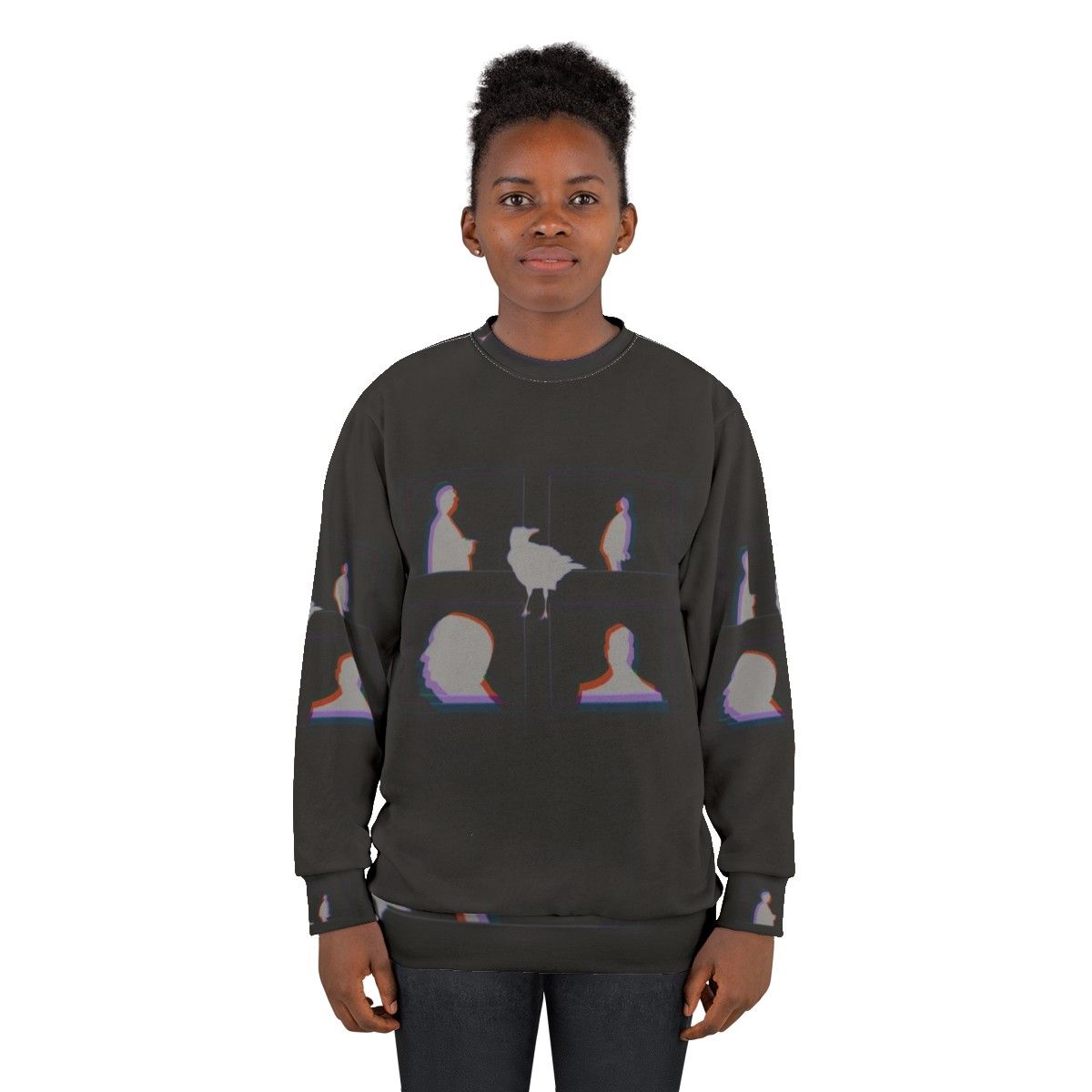 Alfred Hitchcock and Crow Graphic Sweatshirt - women