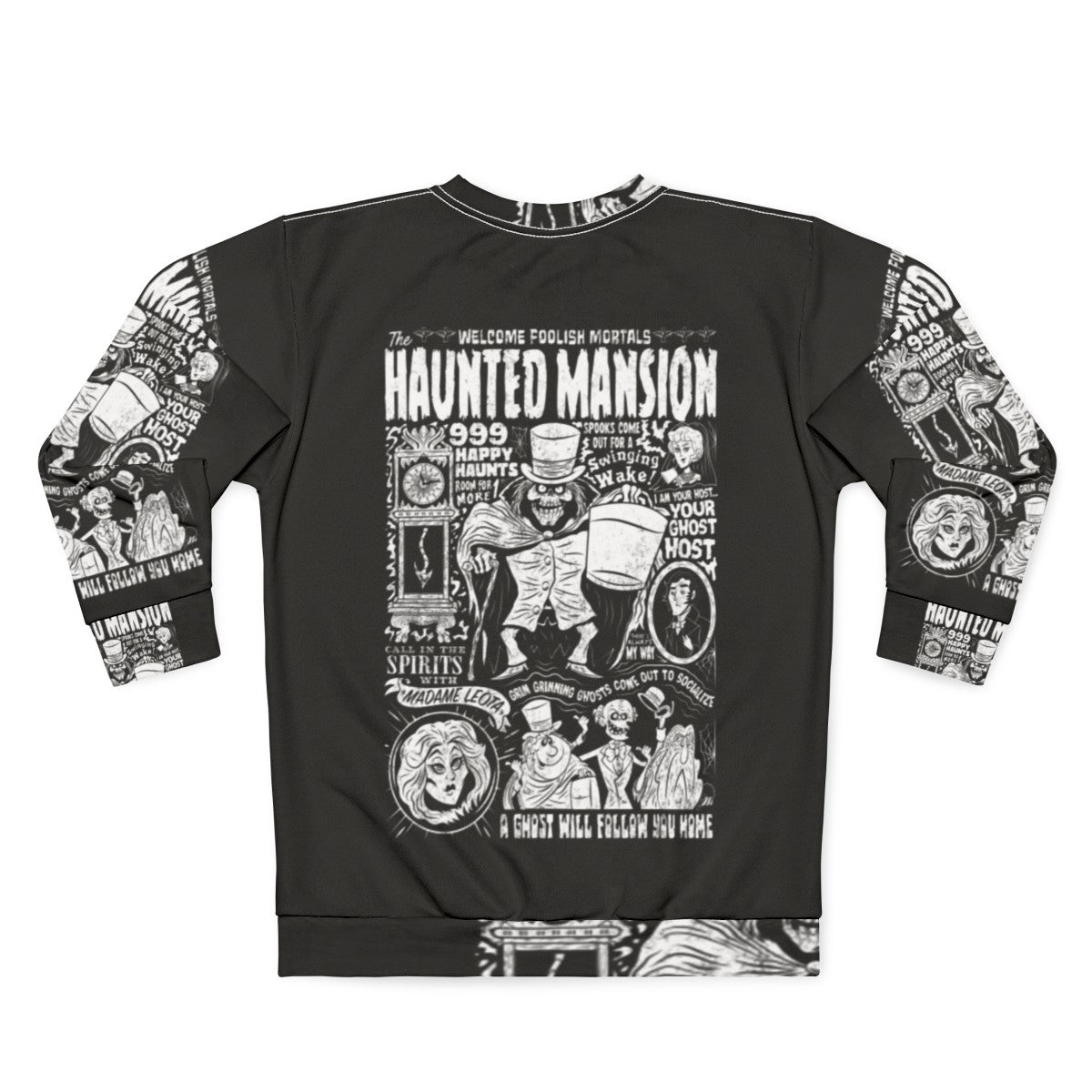 Spooky haunted mansion sweatshirt with horror theme - Back