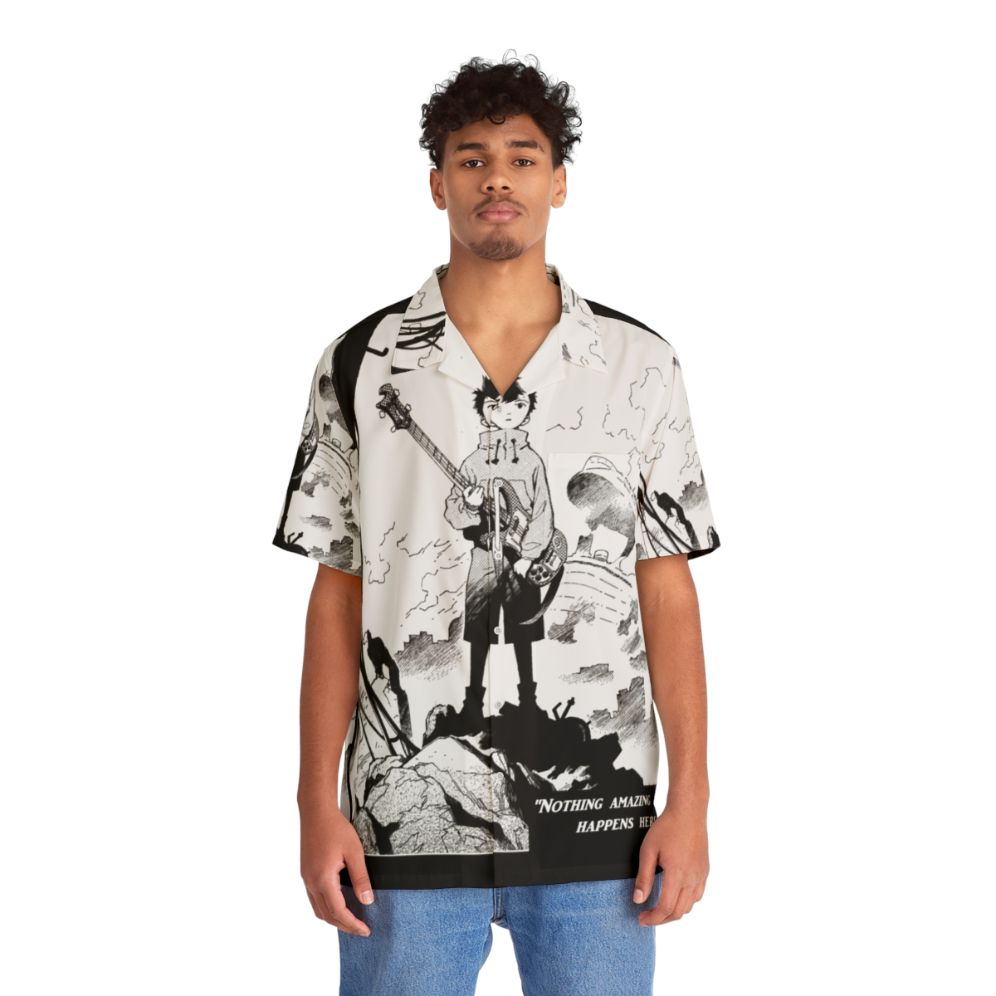 Fooly Cooly inspired Hawaiian shirt with graphic design for anime fans - People Front