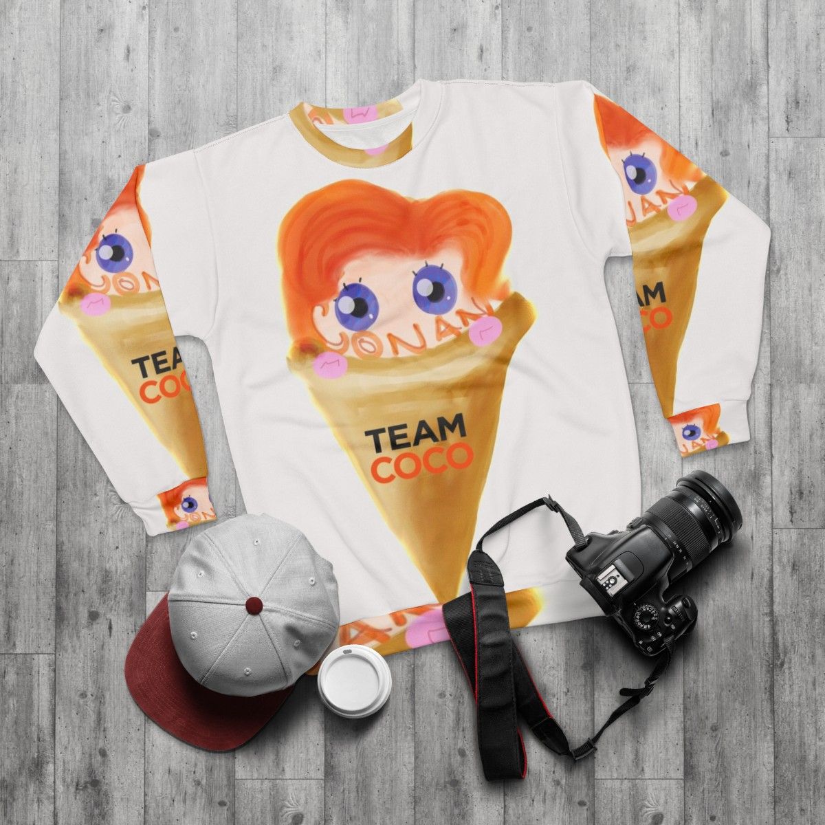 Conan O'Brien Ice Cream Sweatshirt - flat lay