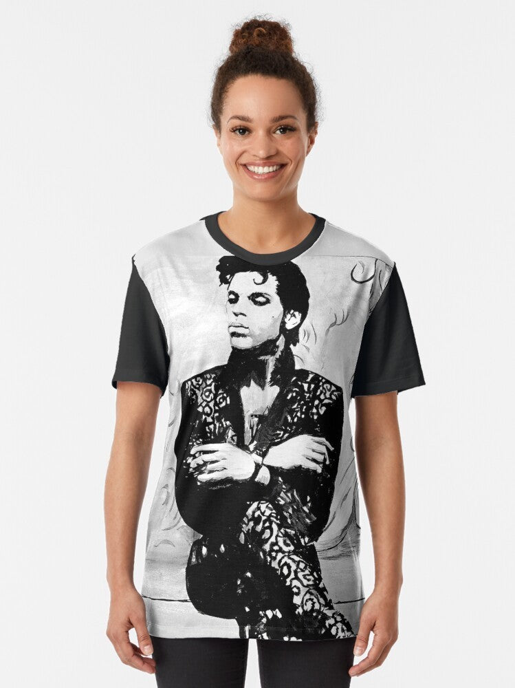 Prince "His Royal Badness" graphic t-shirt featuring the iconic purple one, paisley, and rock and roll imagery - Women