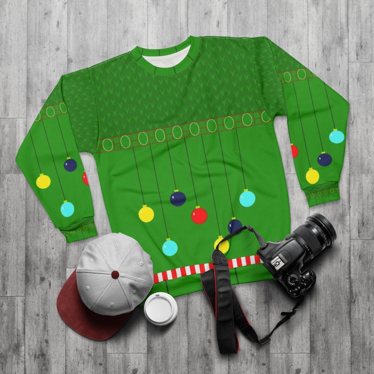 Arthur Claus Ugly Christmas Sweater - flat lay