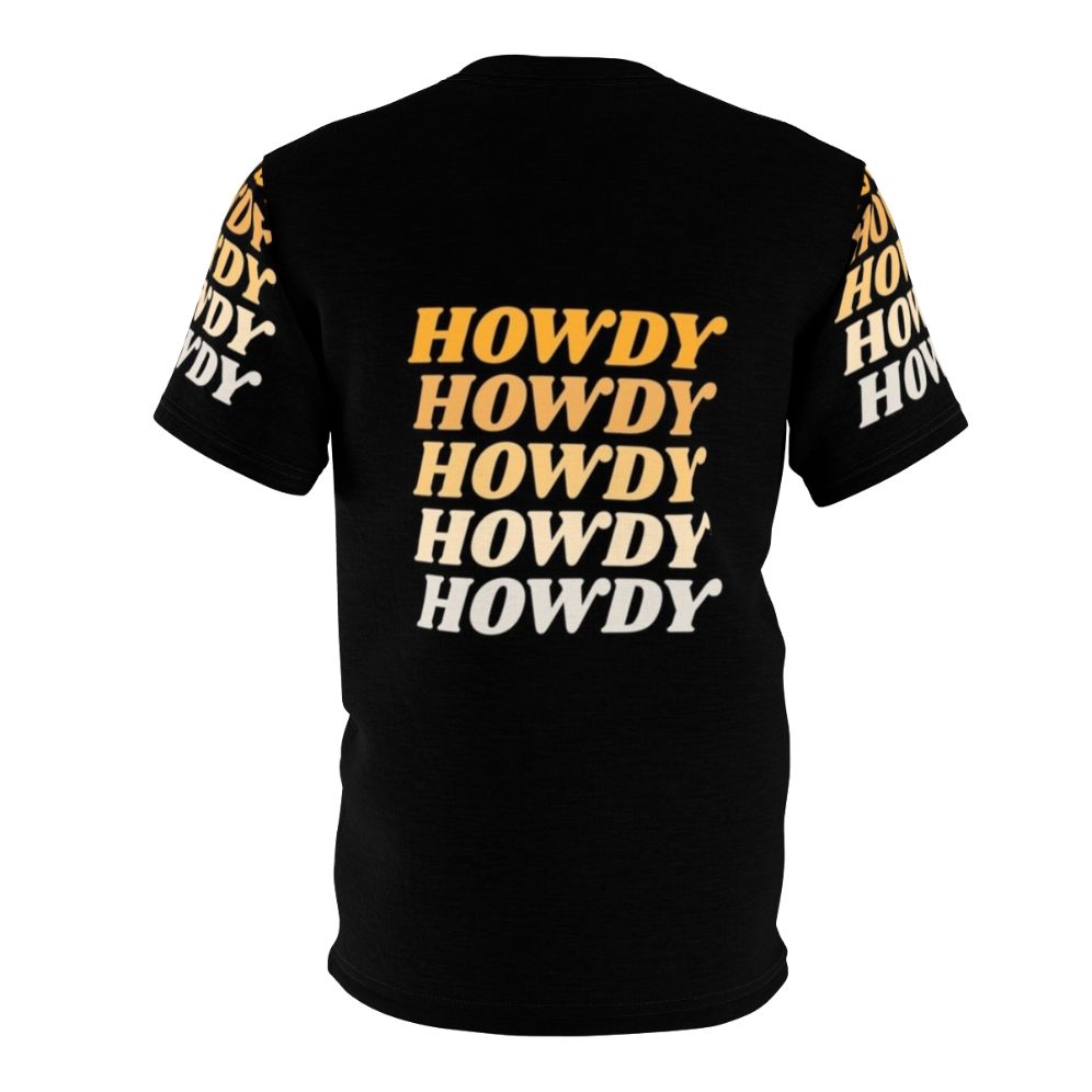 A stylish Western-themed t-shirt with the word "Howdy" printed on it, perfect for country and cowboy enthusiasts. - Back