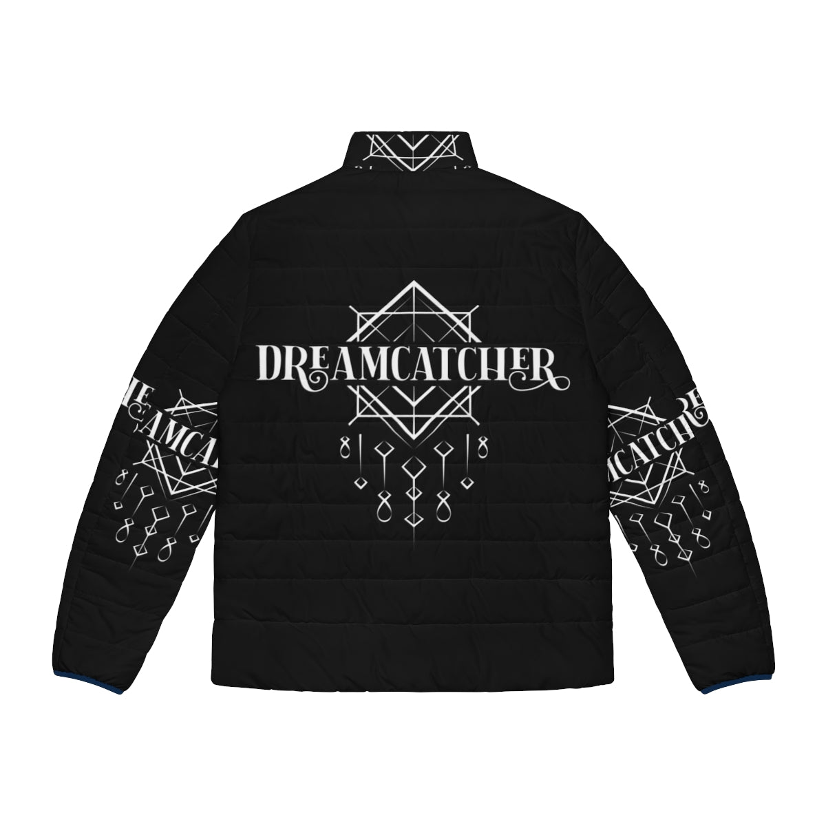 Dreamcatcher black and white puffer jacket with kpop logo design - Back