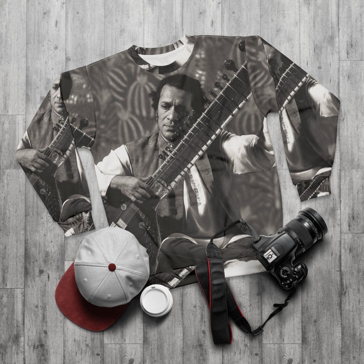 Indian Sitar Player Sweatshirt - flat lay