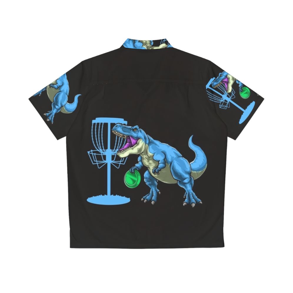 Disc Golfing Dinosaur Hawaiian Shirt - Back