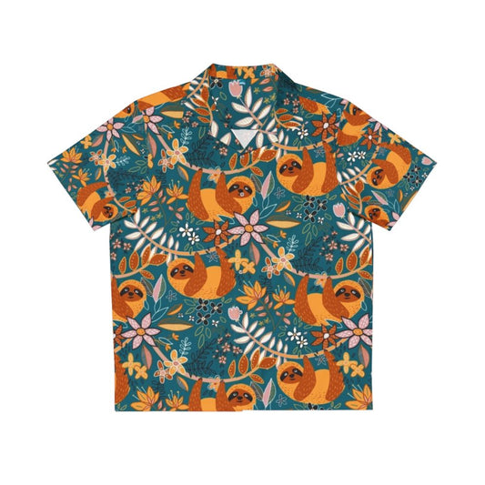 Boho sloth floral pattern Hawaiian shirt