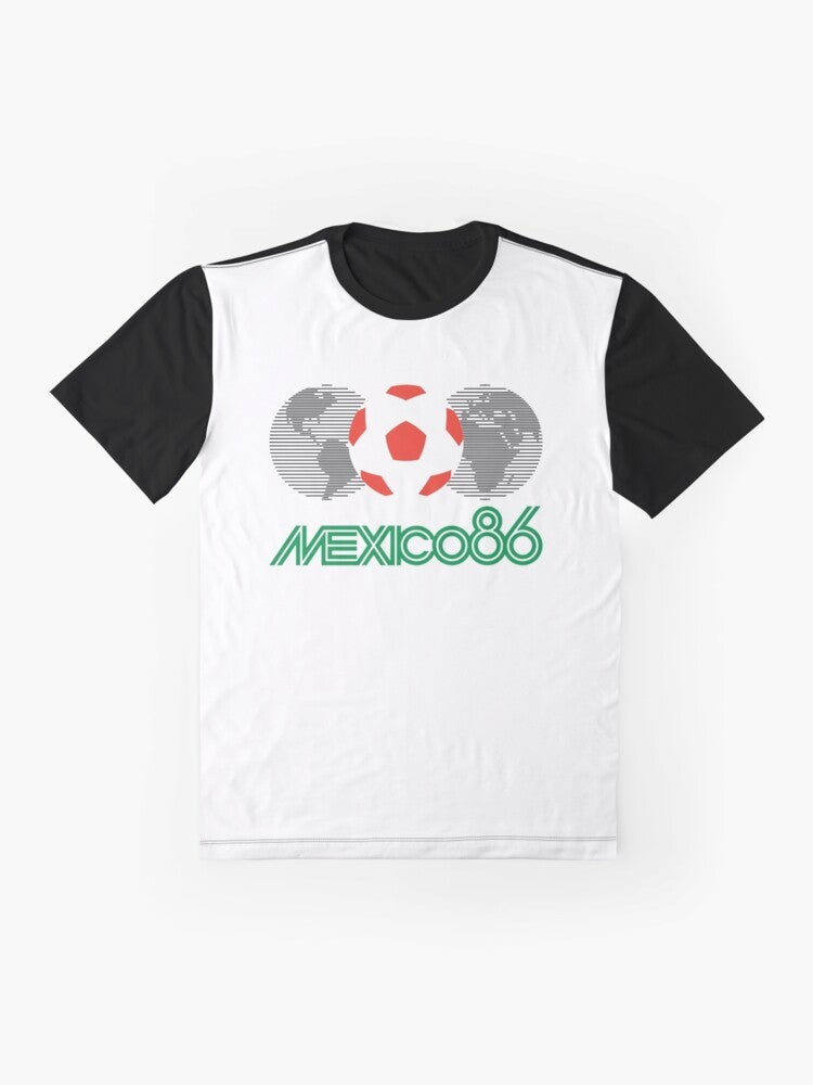 Mexico 1986 World Cup Retro Football T-Shirt with Maradona's 'Hand of God' Design - Flat lay