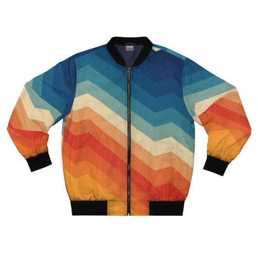 Retro geometric bomber jacket in vibrant colors