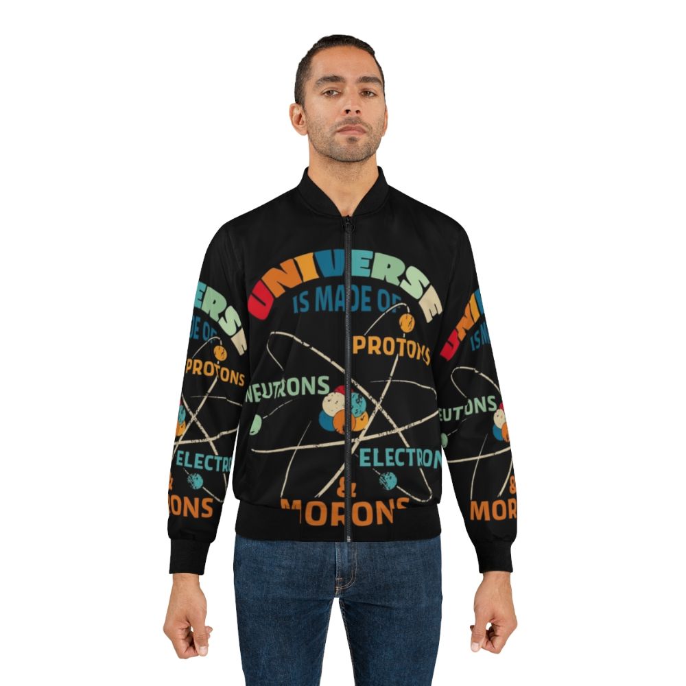 Bomber jacket featuring periodic table elements and science humor puns - Lifestyle