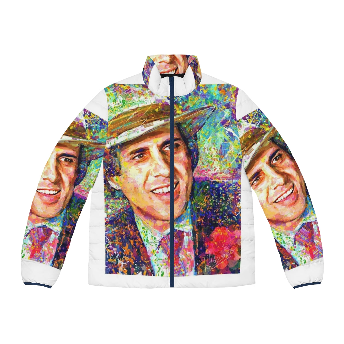 Adriano Celentano Dream Puffer Jacket - Impressionist Art Portrait