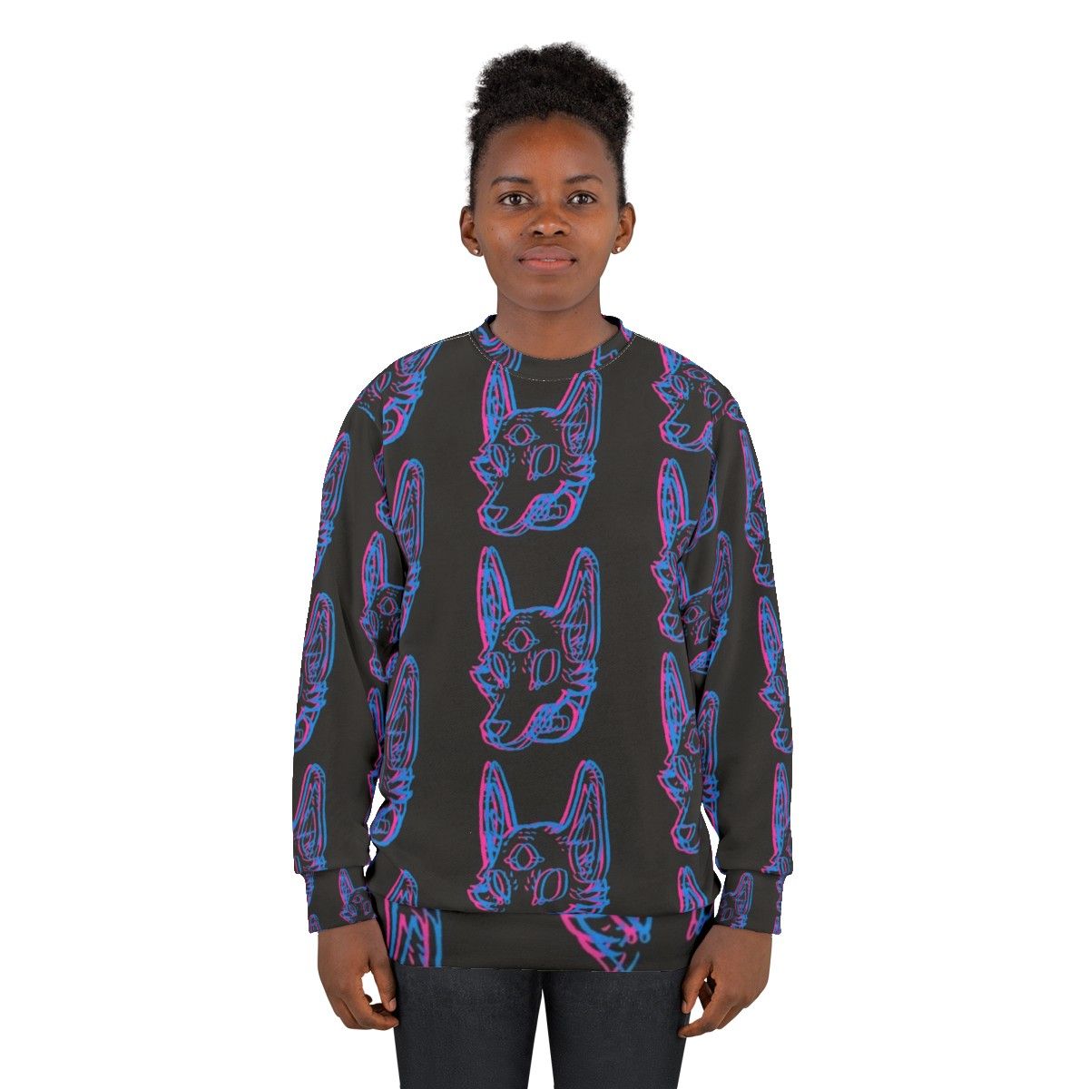 Neon Pastel 3D Space Coyote Sweatshirt - women