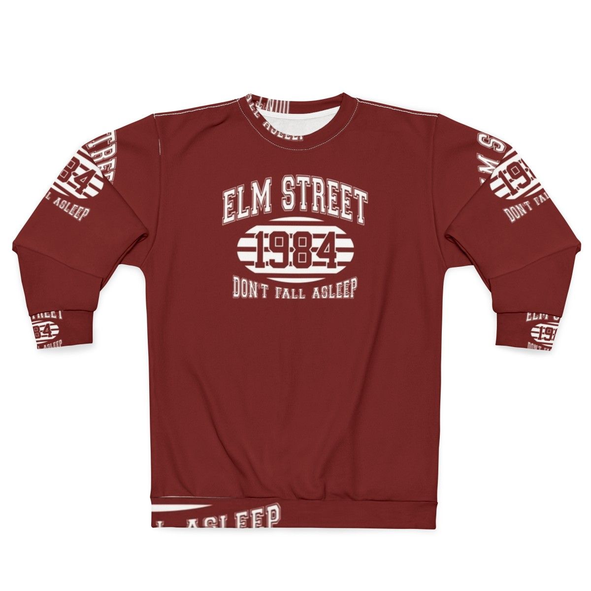 Elm Street College Sweatshirt with Freddy Krueger and Nightmare on Elm Street design