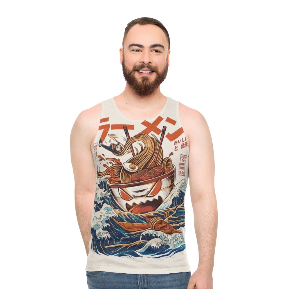 Retro anime kaiju monster food illustration unisex tank top - men