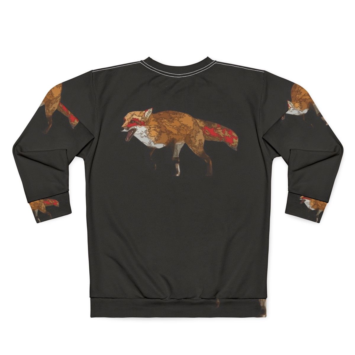 Kitsune spirit fox sweatshirt featuring a laughing red fox - Back