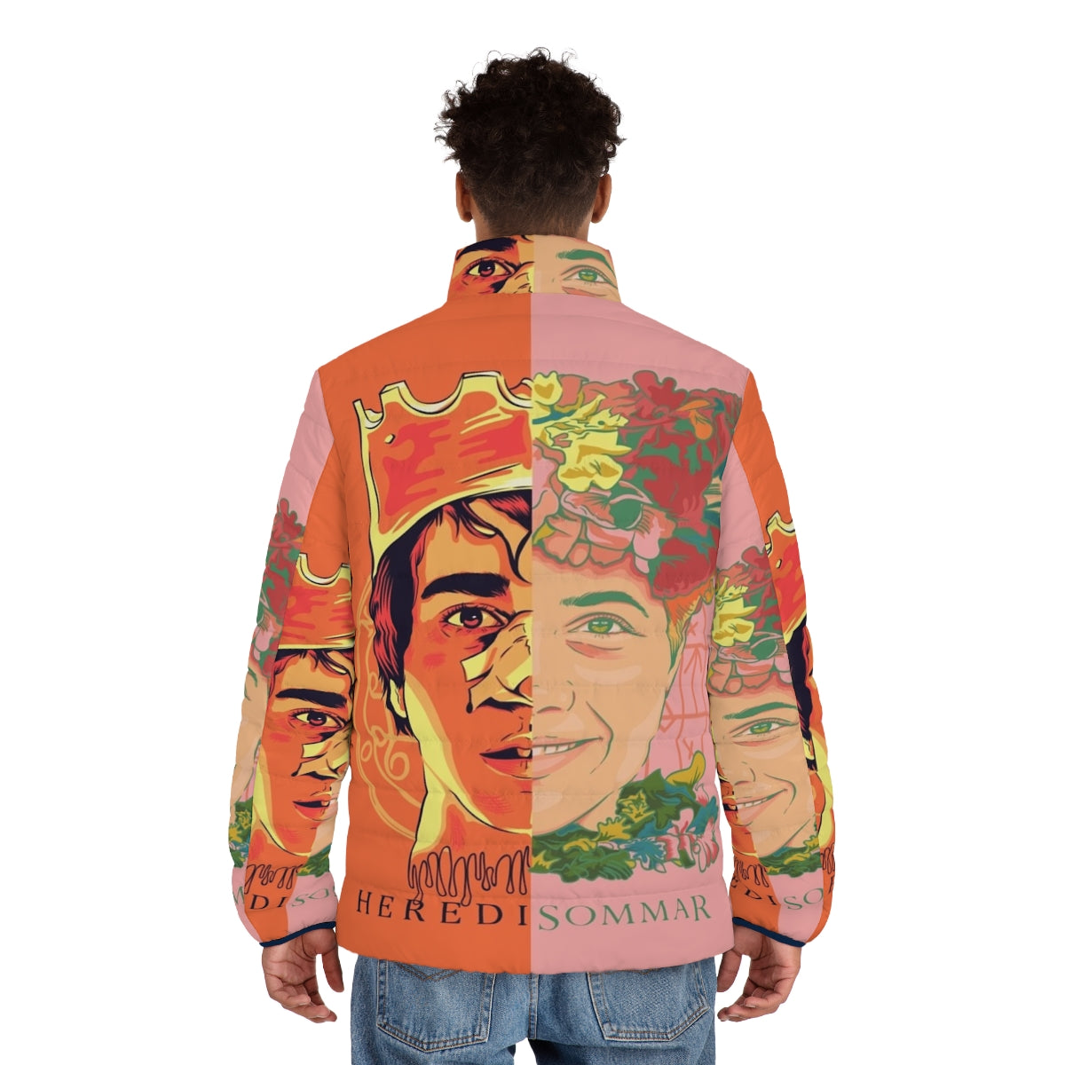 Hereditary Midsommar inspired puffer jacket with horror movie graphics - men back