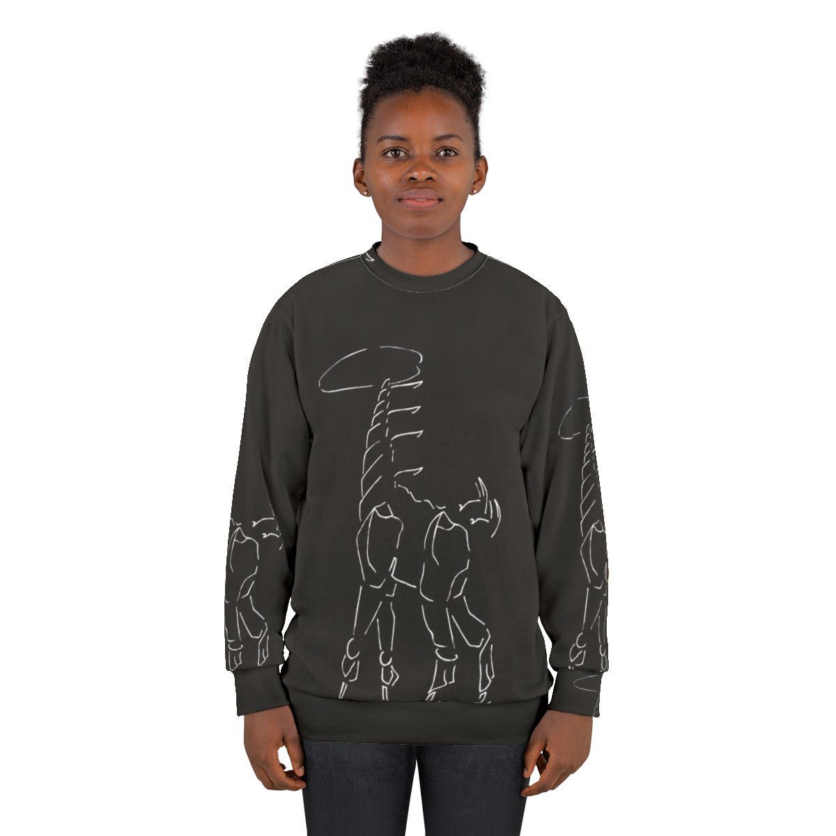 Tallneck Sweatshirt featuring Horizon Zero Dawn character Aloy and the giant Tallneck machine - women