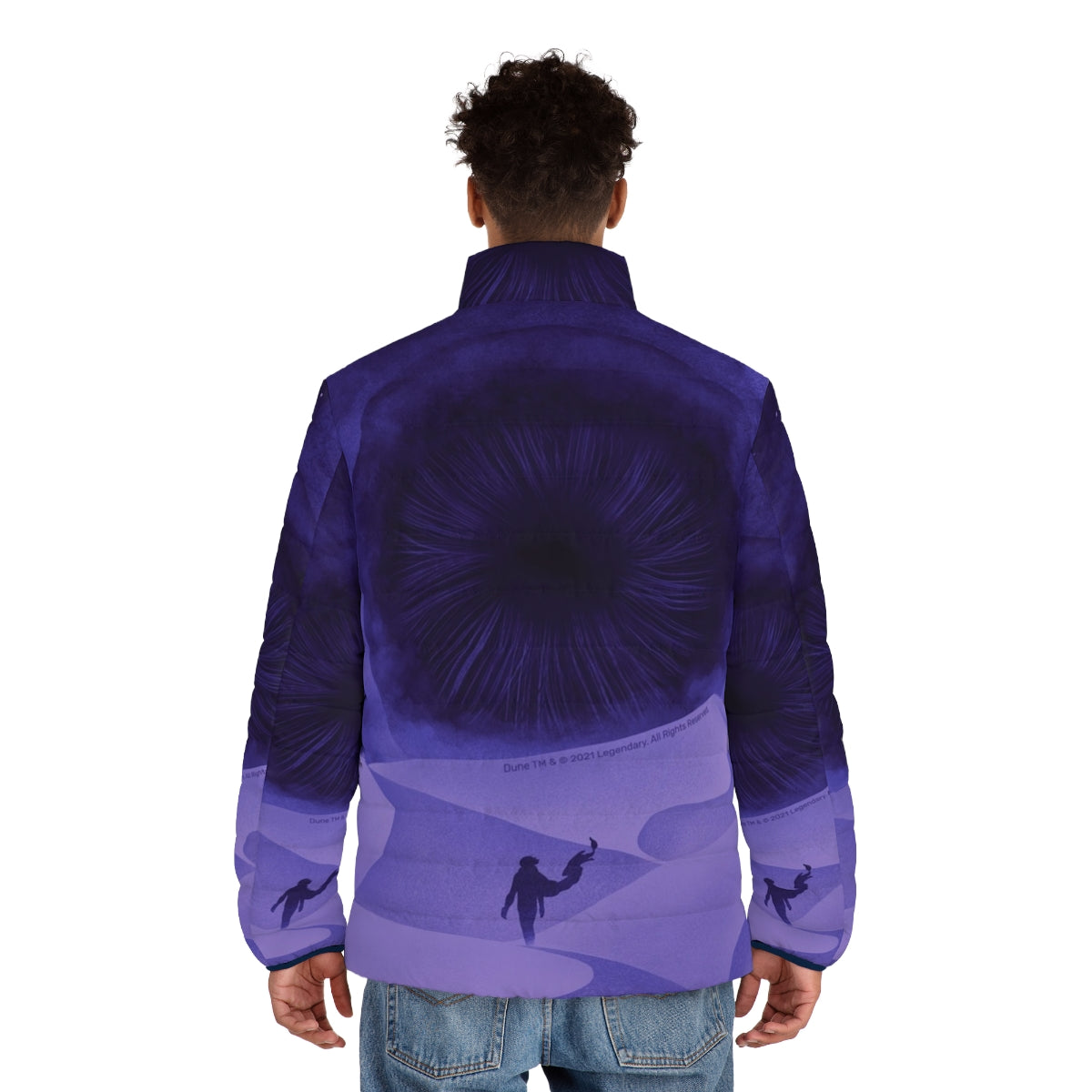 Purple moons puffer jacket inspired by the Dune movie - men back