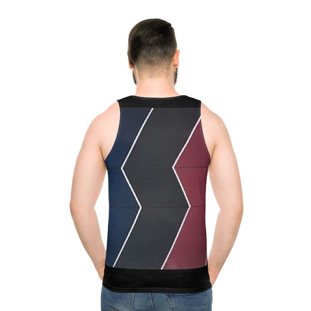 Thomas Downing inspired color field geometric abstract art unisex tank top - men back