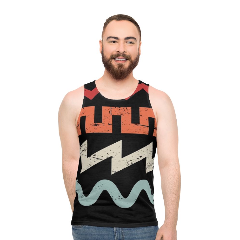 Retro synth waveforms unisex tank top - men