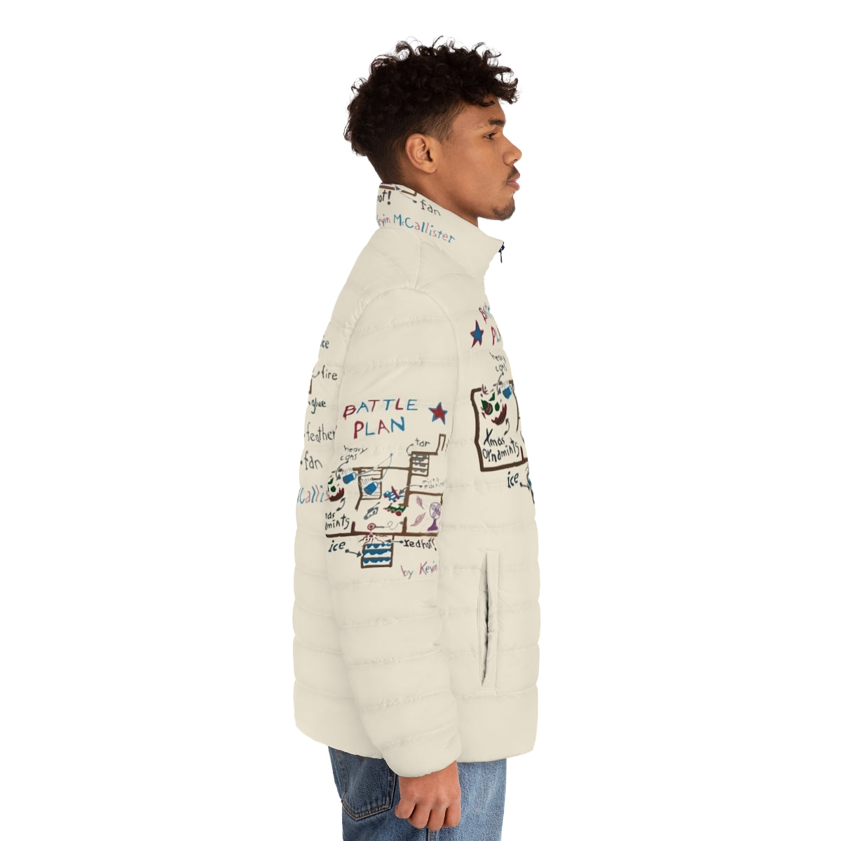 Puffer jacket inspired by the movie Home Alone and the character of Kevin McCallister - men side right