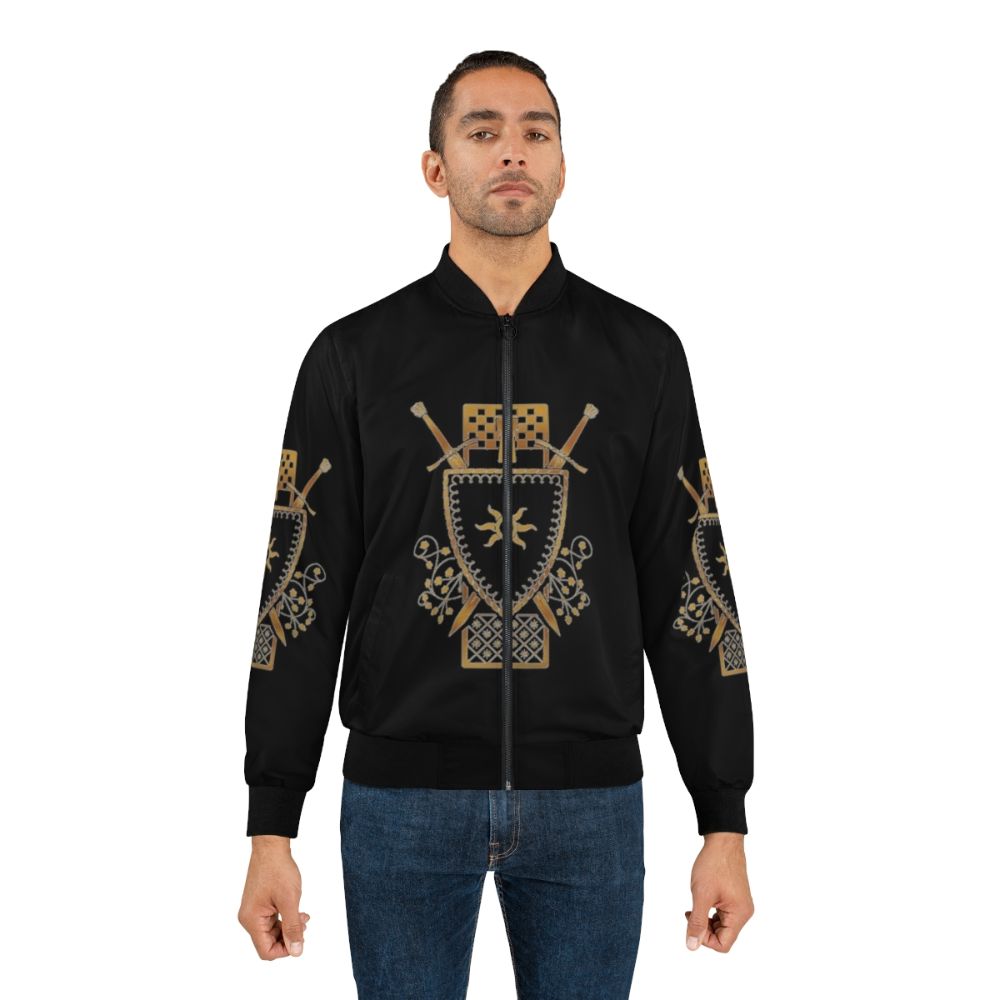 Gwent Nilfgaard Faction Bomber Jacket with Nilfgaardian Sun Logo - Lifestyle