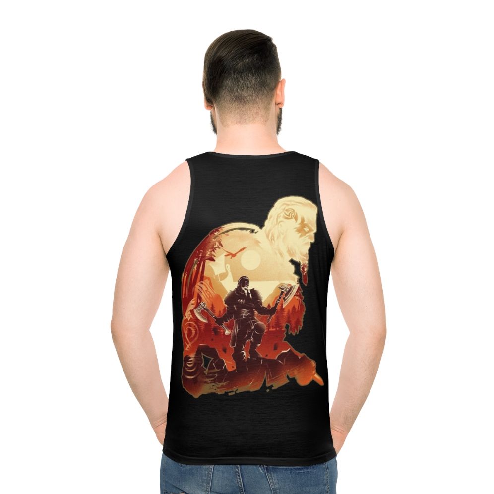 Unisex Viking Adventure Tank Top with Assassin's Creed Valhalla Inspired Design - men back