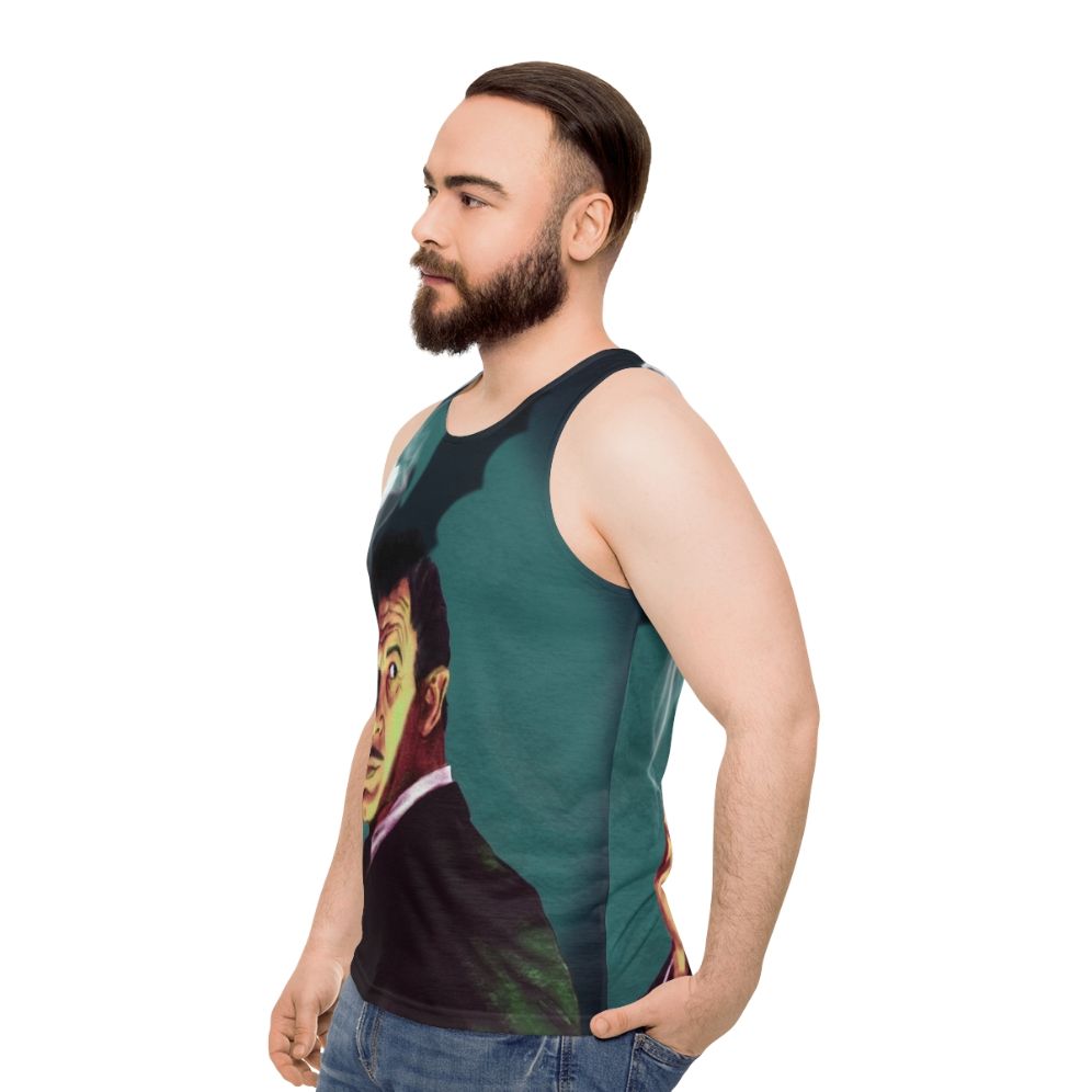 Unisex tank top featuring retro image of actor Vincent Price - men side