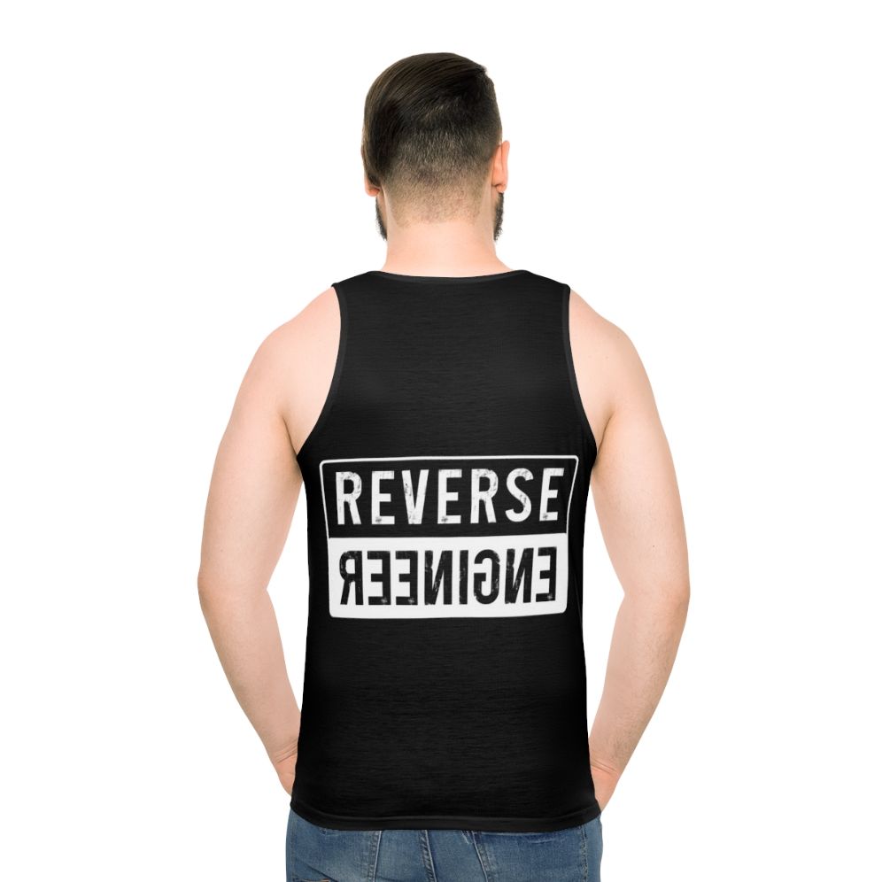 Reverse engineer unisex tank top - men back