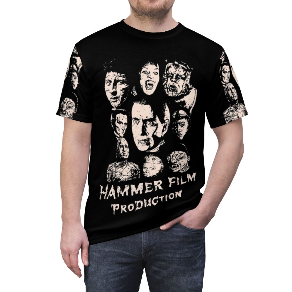 Haunting Classic Horror Movies T-Shirt with Hammer Films Inspired Design - men front