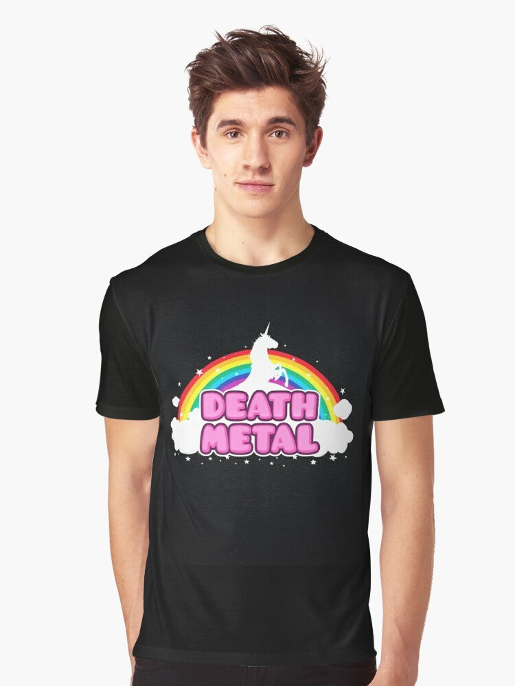 Death metal unicorn mosh parody design graphic t-shirt - Men