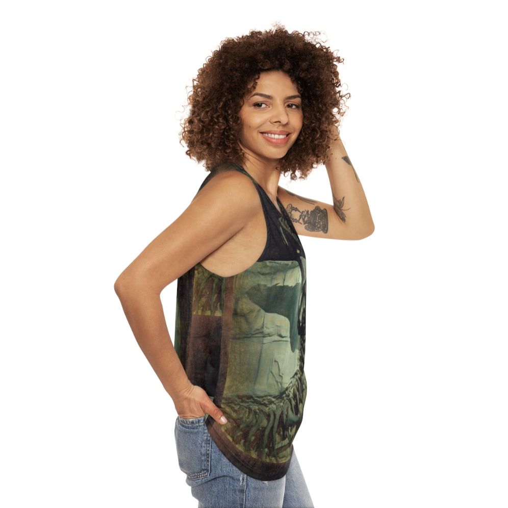 Unisex dinosaur "Bite Me" tank top - women side