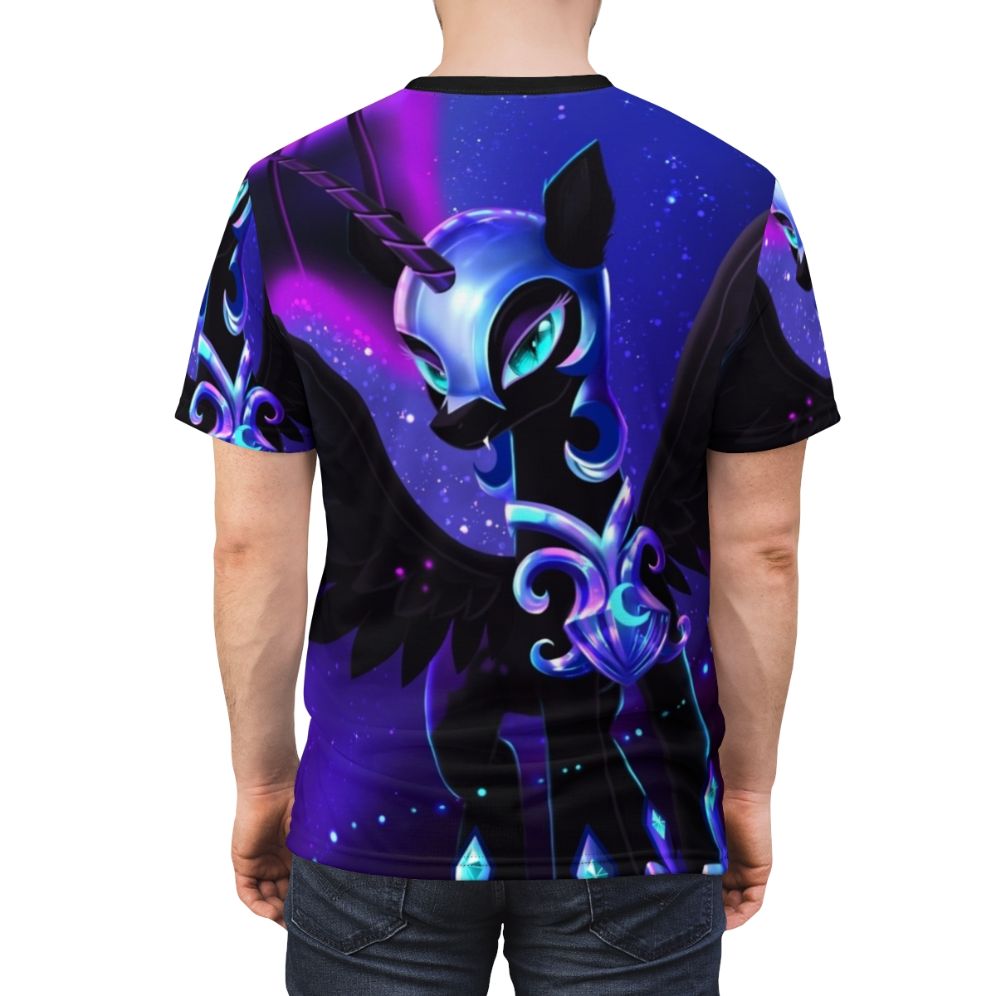 Nightmare Moon, the dark alicorn princess from My Little Pony, featured on a high-quality all-over print t-shirt - men back