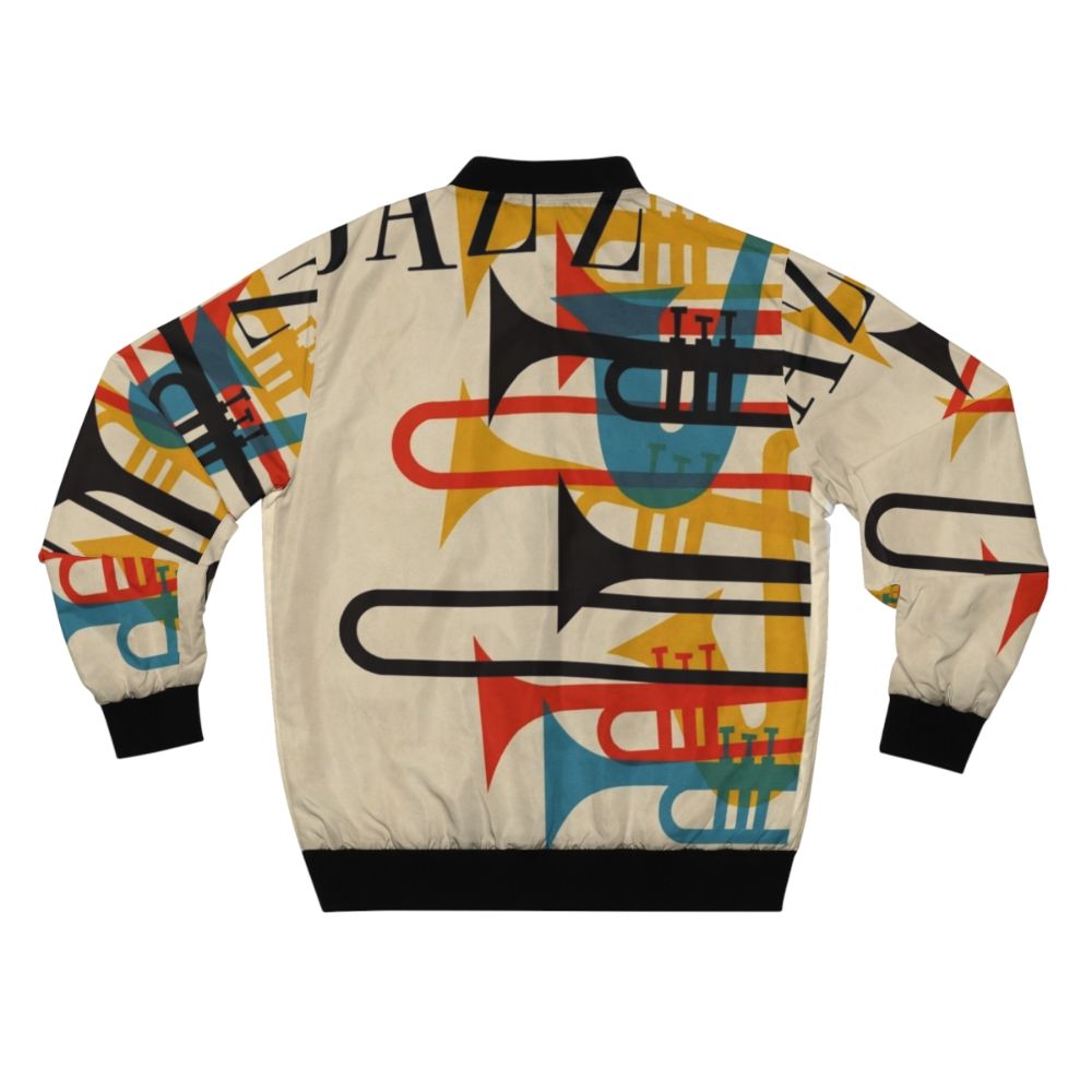 Vintage jazz bomber jacket with retro 1950s music design - Back