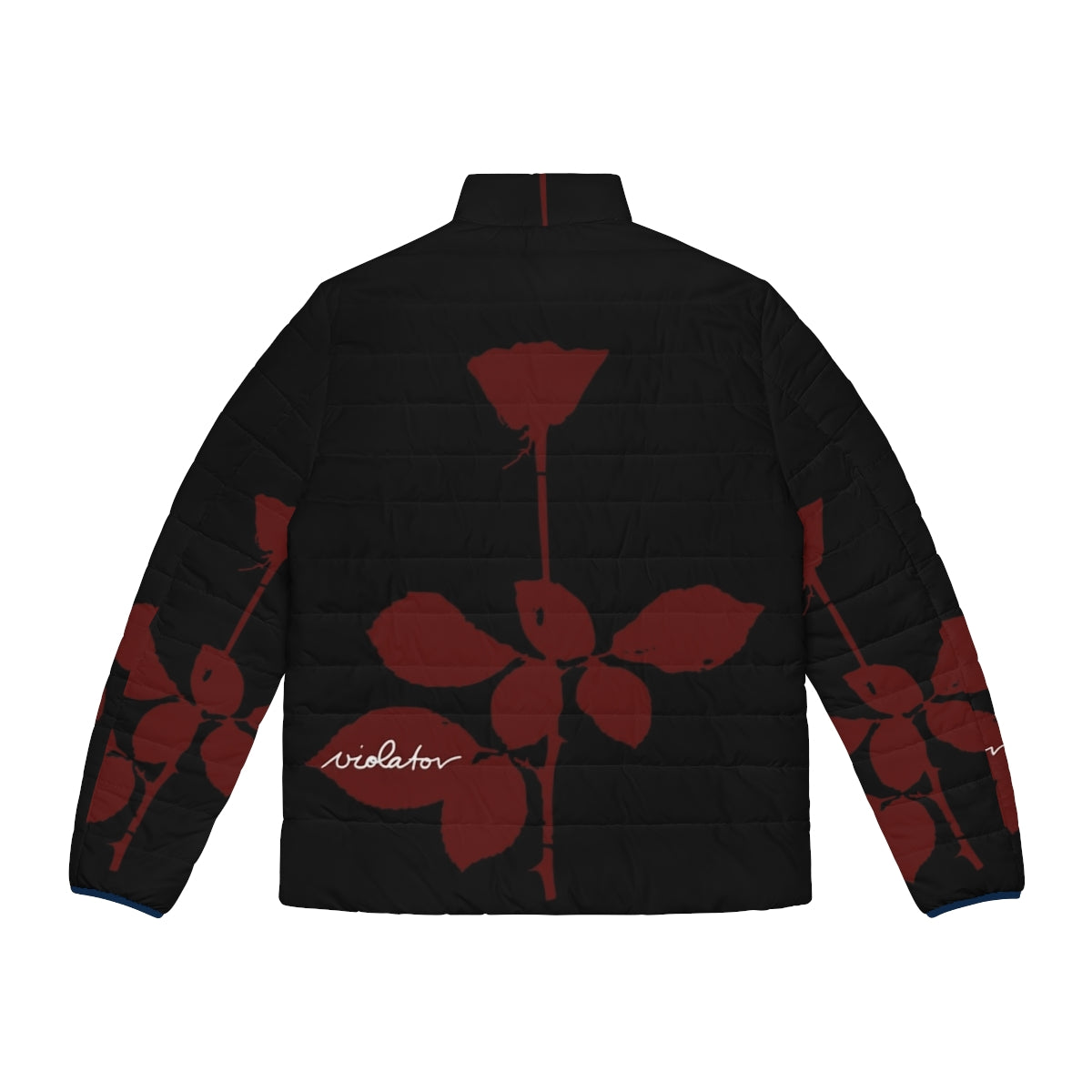 A cozy puffer jacket featuring a rose design, perfect for music lovers and best friends - Back