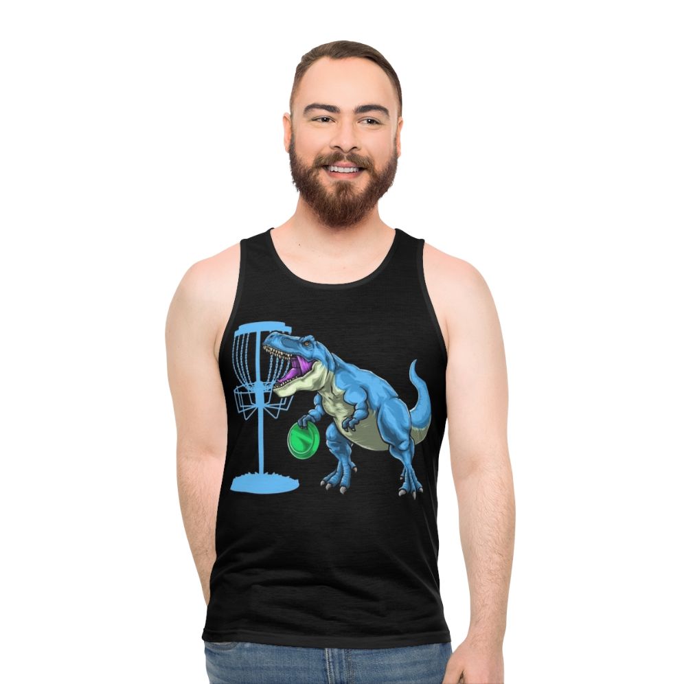 Disc Golf Dinosaur Unisex Tank Top - men