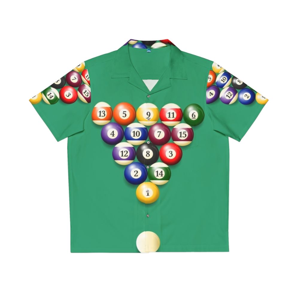 Colorful Hawaiian shirt with pool balls design